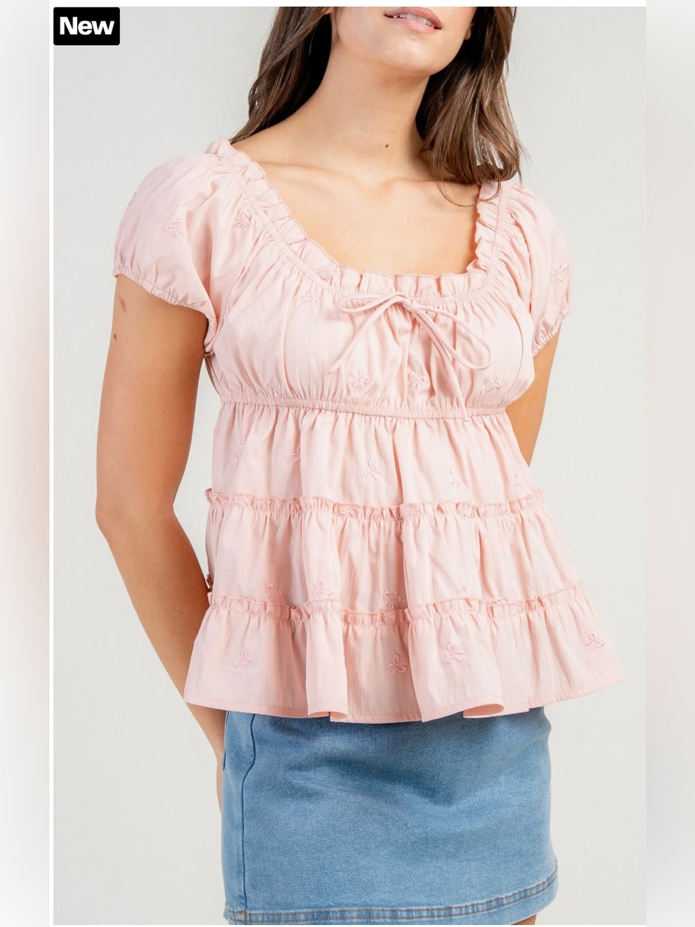 Beivy Tiered Poplin Babydoll Top